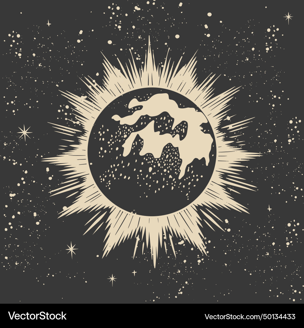Solar Eclipse with Shining Planet vector image