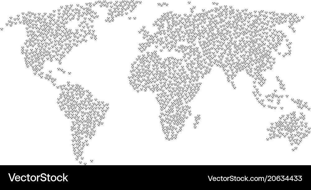 Worldwide map pattern of mining hammers items vector image