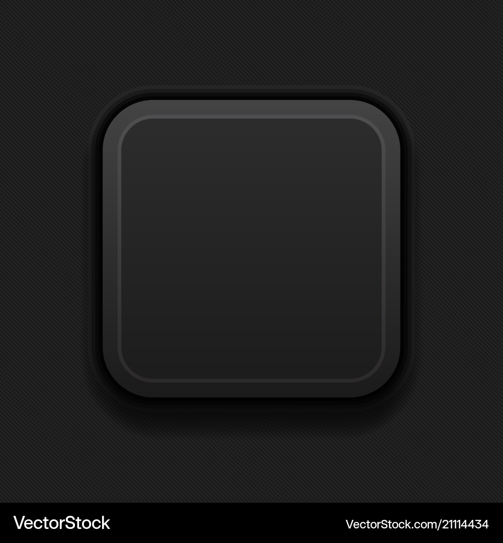 Black square 3d button plastic interface element vector image