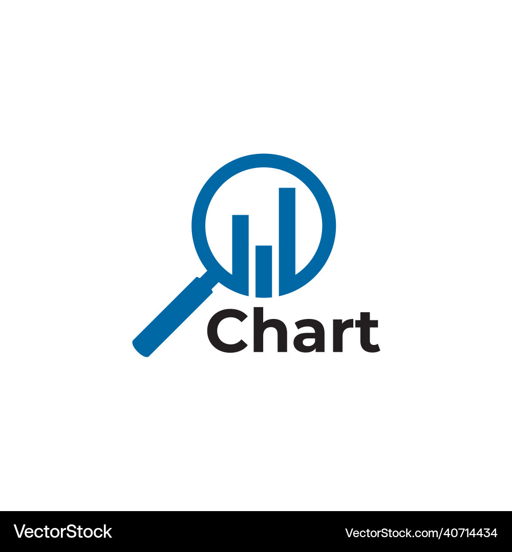 Chart trader logo with magnifying glass design vector image