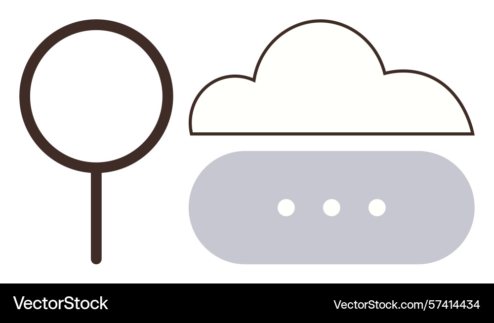 Cloud storage and search concept with magnifying Cloud storage and search concept with magnifying vector image