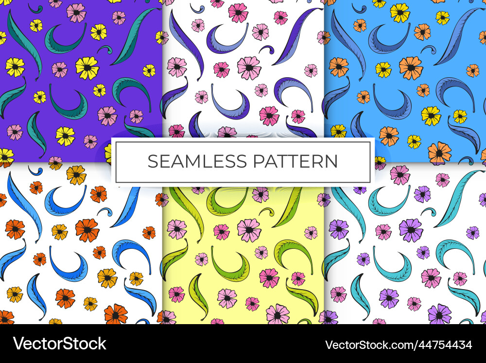 Collection of seamless patterns floral Vector Image