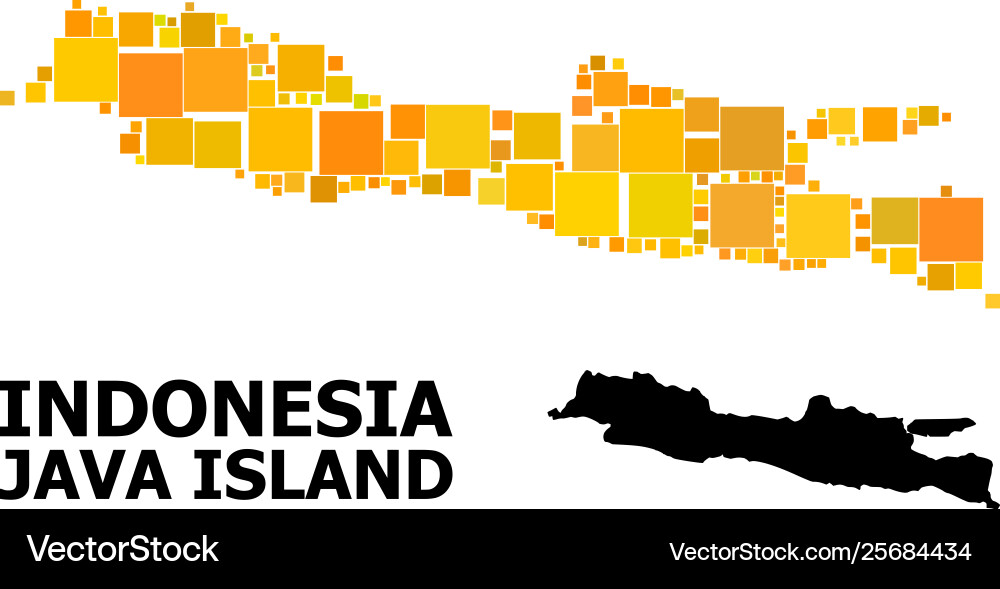 Gold square pattern map java island Vector Image