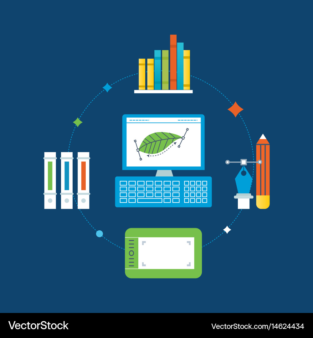 Graphic design training and implementation tools vector image