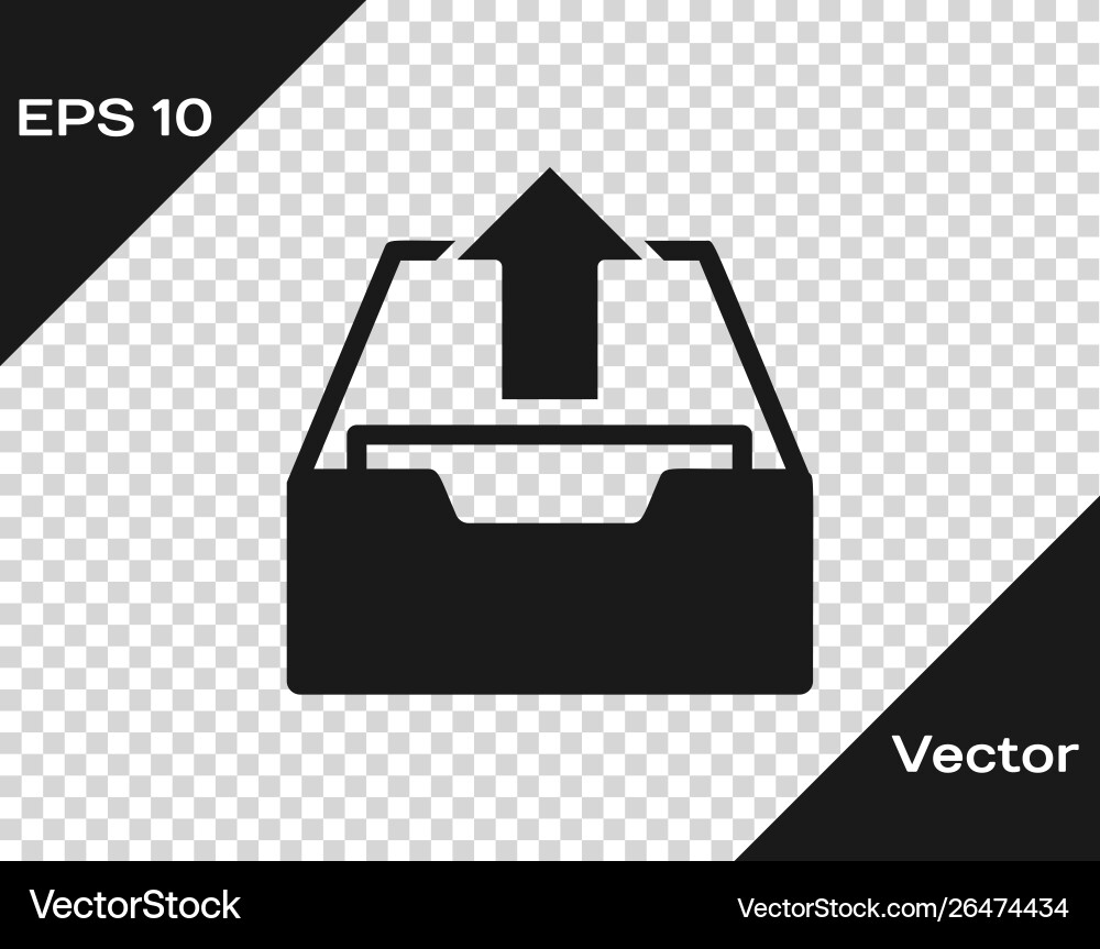 Grey upload inbox icon isolated on transparent Grey upload inbox icon isolated on transparent vector image