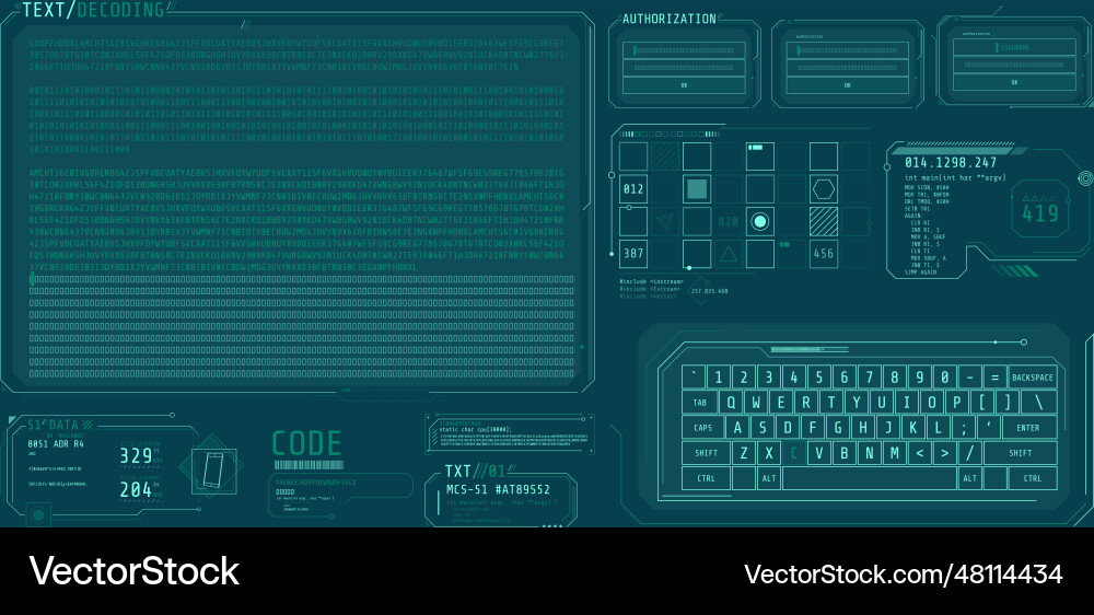 Hud Interface-Elemente für die Decodierung des Datenbildschirms Hud Interface-Elemente für die Decodierung des Datenbildschirms vektorbild