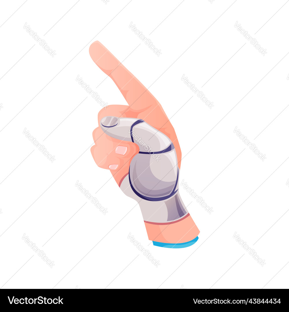 Human hand pointing finger up robotic prosthesis vector image