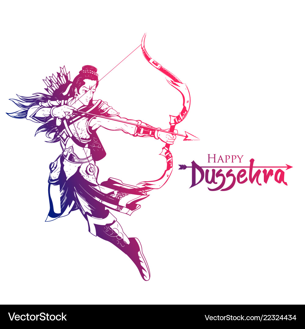 Lord rama in navratri festival india poster Lord rama in navratri festival india poster vector image