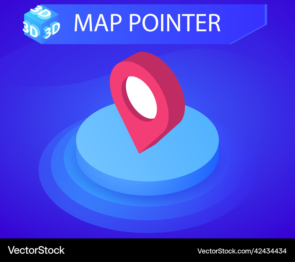Map pointer isometric design icon web 3d Map pointer isometric design icon web 3d vector image