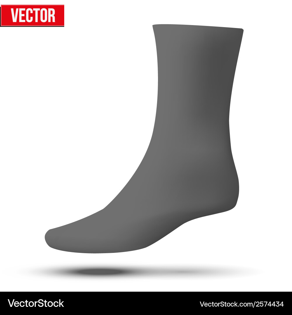 Realistic layout of black sock a simple example vector image