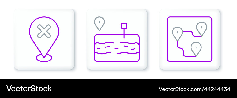 Set line route location with cross mark Vector Image