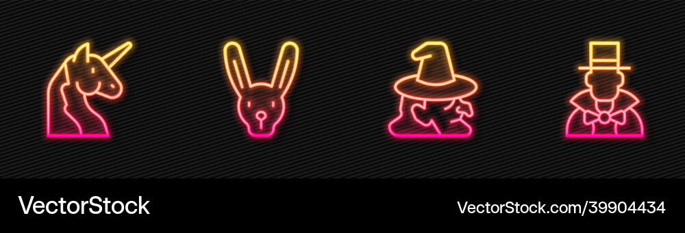 Set line witch unicorn rabbit with ears Set line witch unicorn rabbit with ears vector image