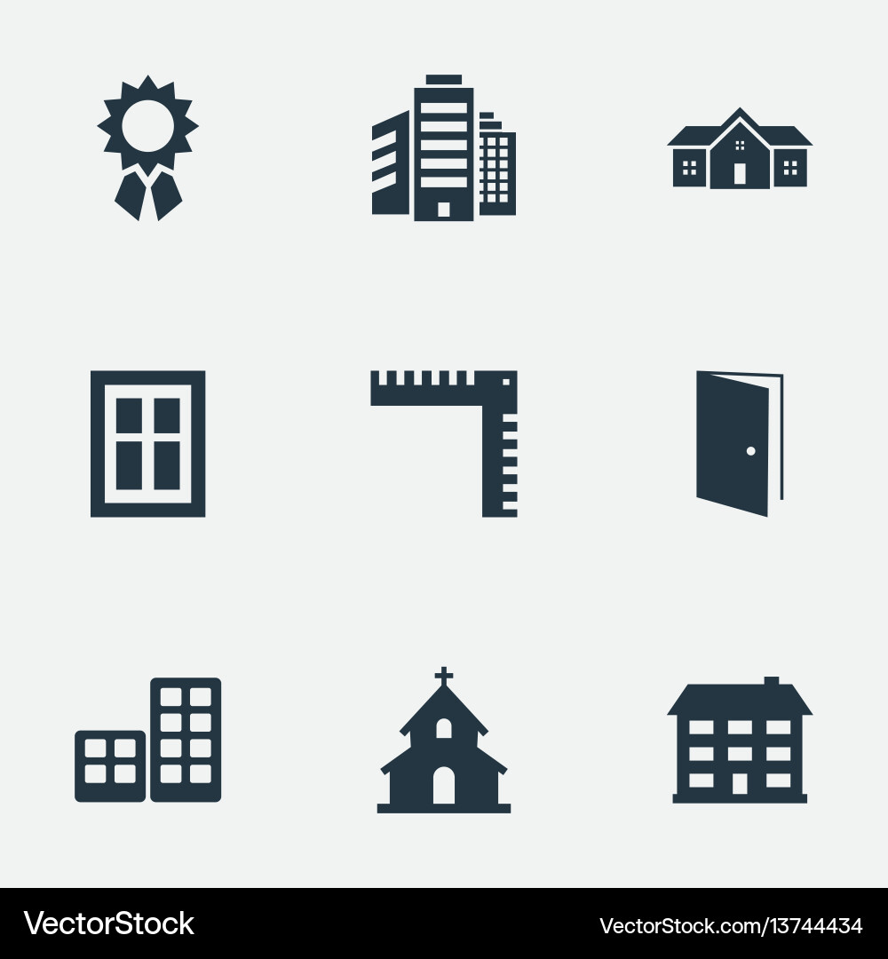 Set of simple architecture Set of simple architecture Vector Image