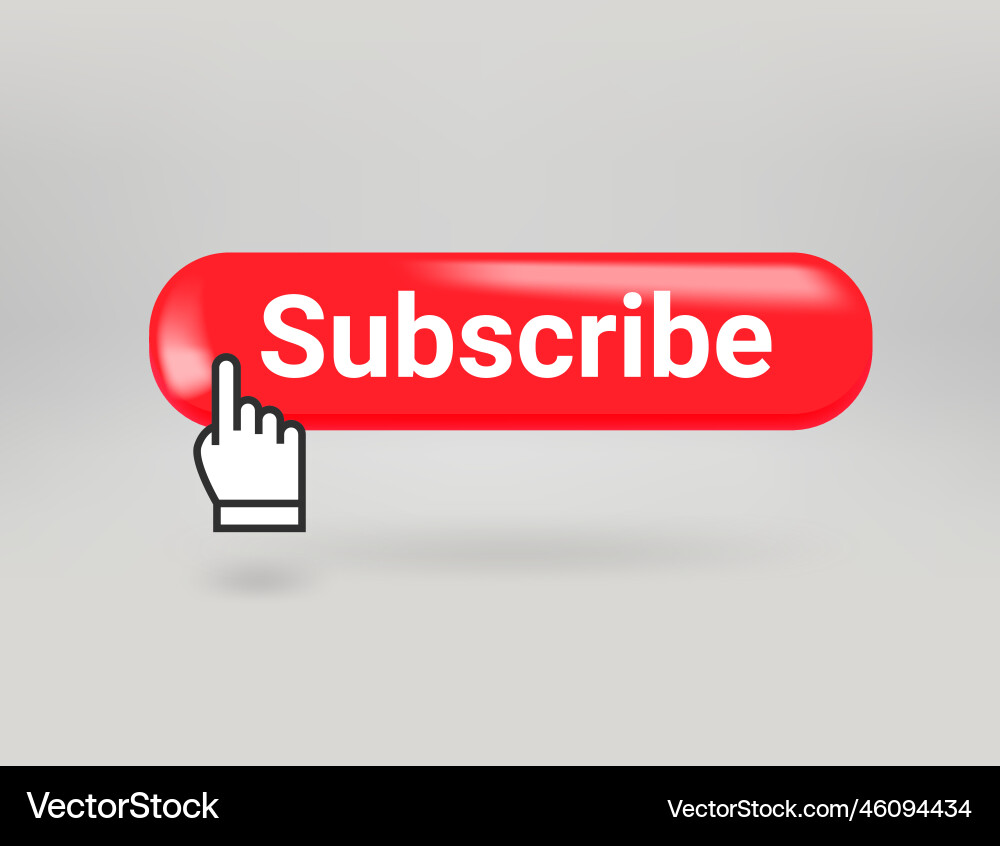 Subscribe button with pointer 3d objects isolated Subscribe button with pointer 3d objects isolated vector image