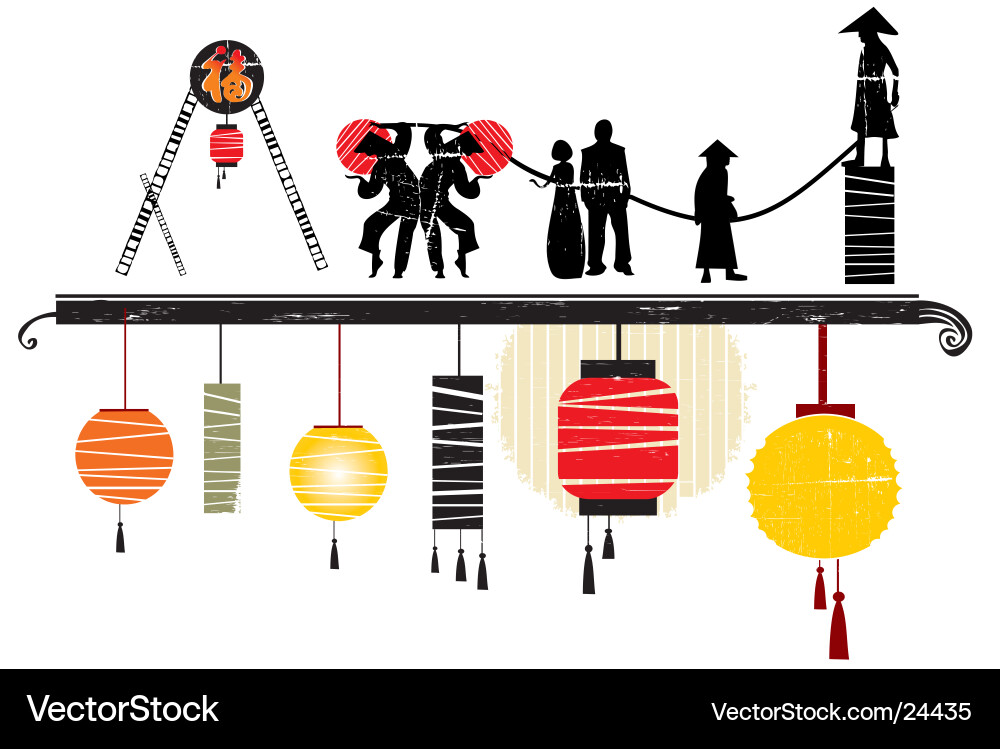 Asiatische Neujahrsdekoration Vektorbild