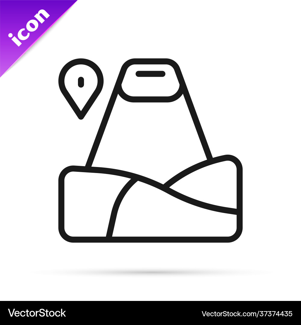 Black line map pointer with mountain icon isolated Black line map pointer with mountain icon isolated vector image