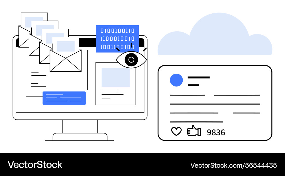 Digital communication and data sharing in cloud Digital communication and data sharing in cloud vector image