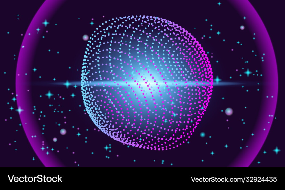 Futuristic background with flying object and stars Vector Image