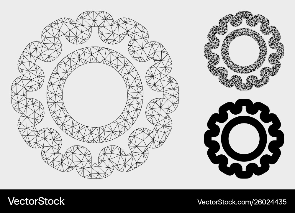 Gear mesh wire frame model and triangle Gear mesh wire frame model and triangle vector image