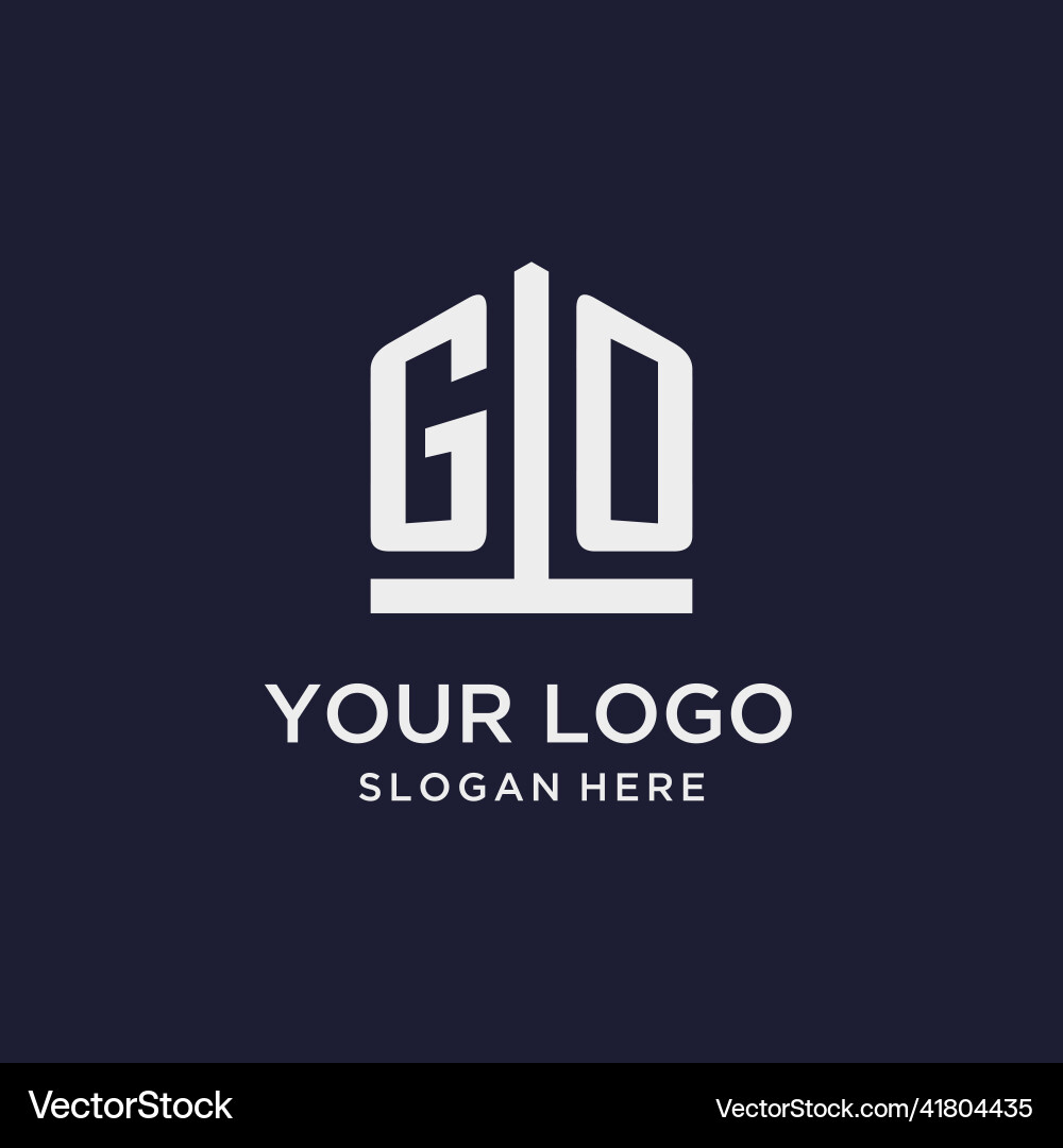 Go initial monogram logo design with pentagon vector image