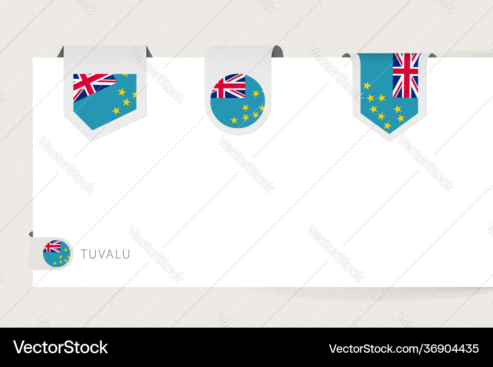 Label flag collection tuvalu in different Vector Image