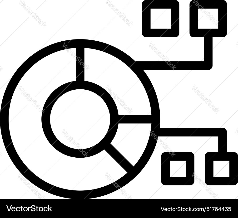 Pie chart connecting to data points showing Pie chart connecting to data points showing vector image