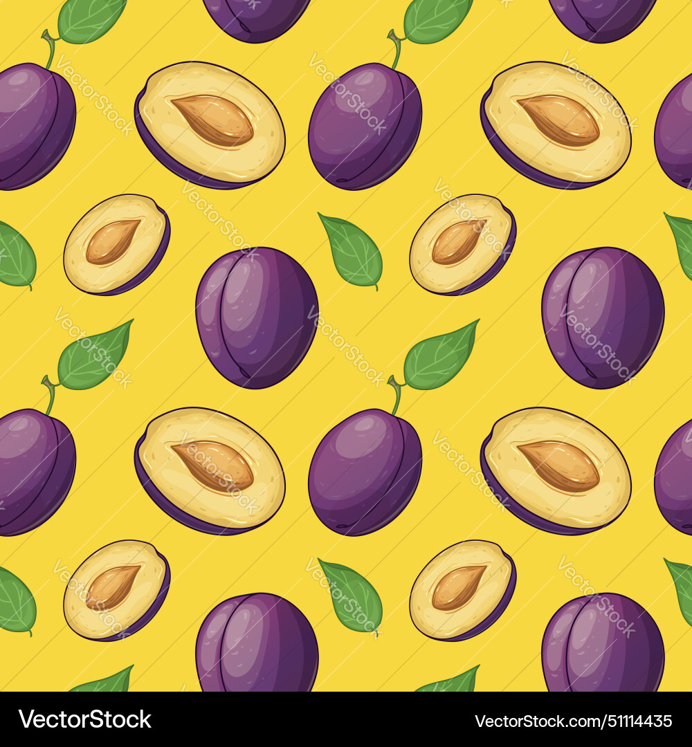 Plum Pattern - Seamless Vector Image
