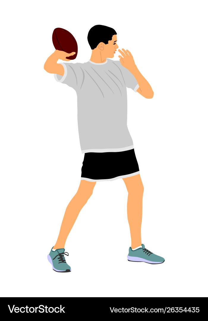 Rugby player boy thrower pass Royalty Free Vector Image
