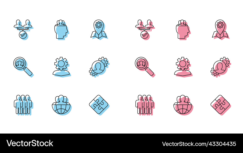Set line users group globe and people project Set line users group globe and people project vector image