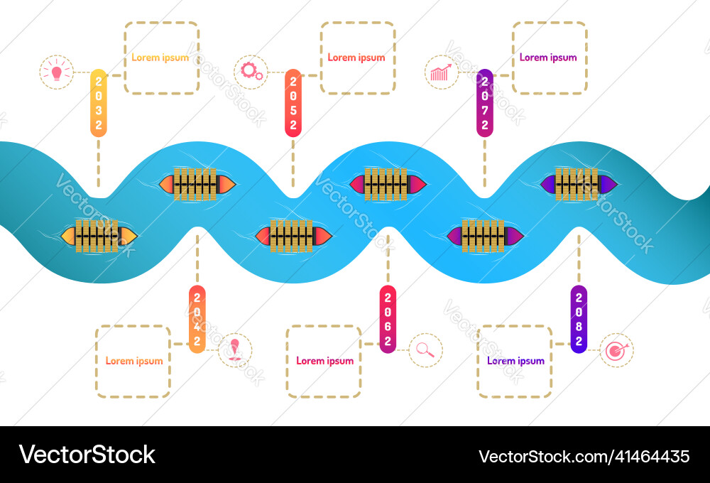 Shipment floating in ocean way roadmap timeline Shipment floating in ocean way roadmap timeline vector image