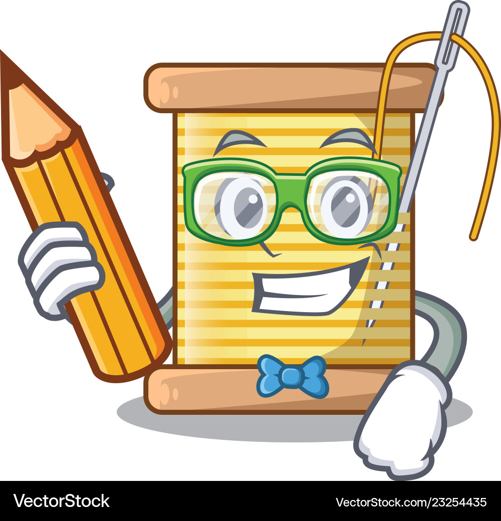Student bobbins with thread on spool character Student bobbins with thread on spool character Vector Image