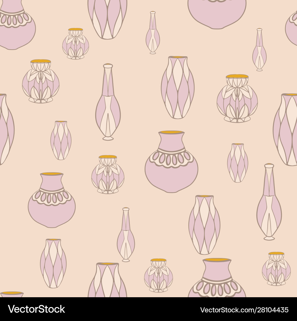 Subtle vase collection seamless repeat pattern Vector Image