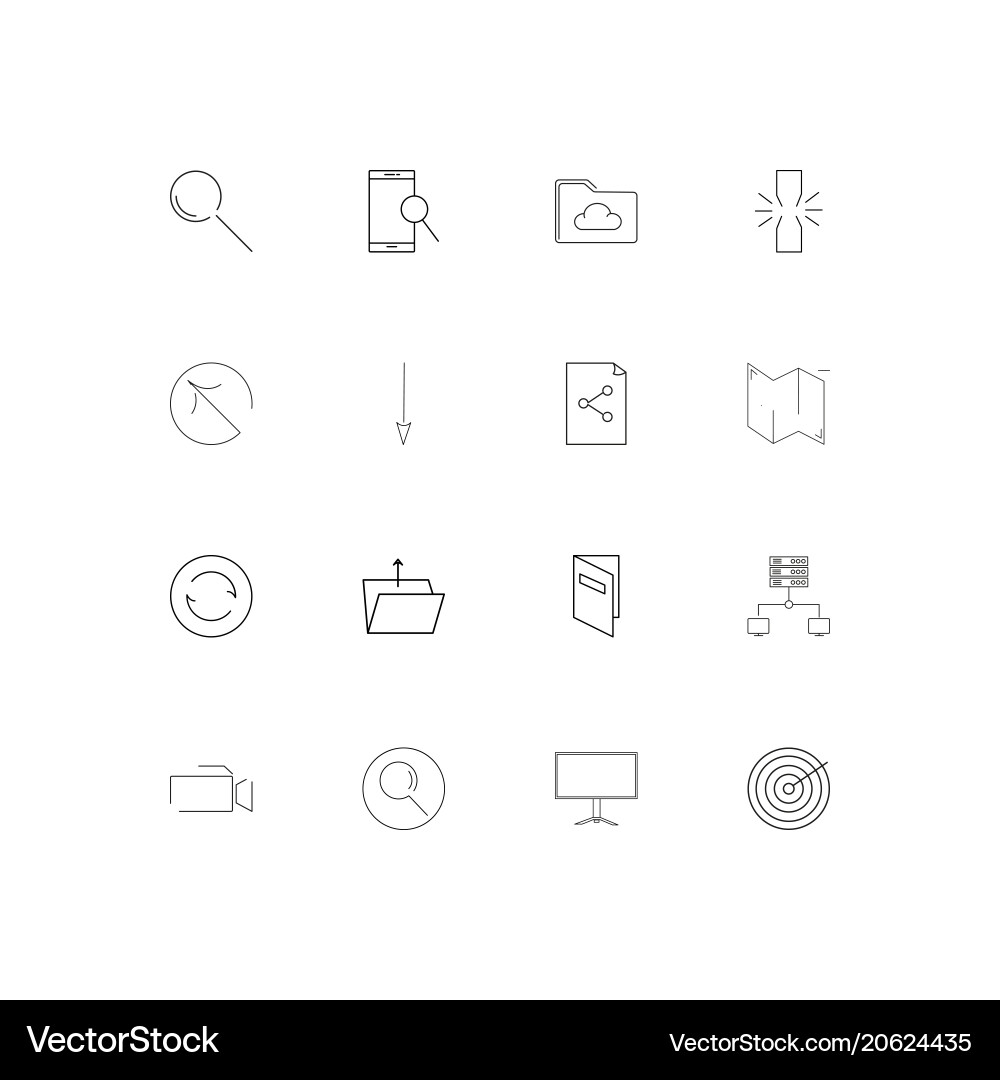 Web and text simple linear icons set outlined Vector Image