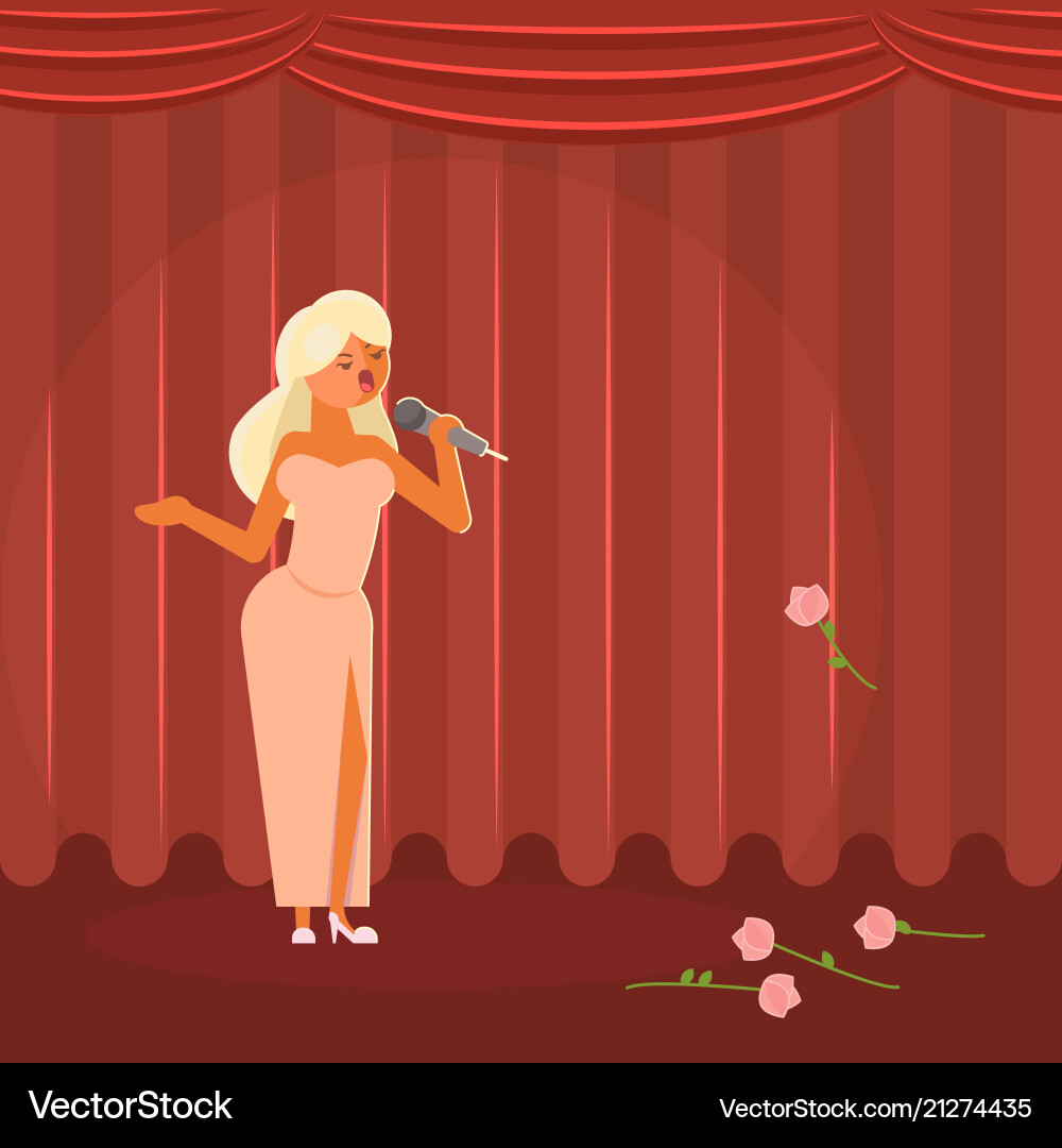 Woman singing on stage flat vector image