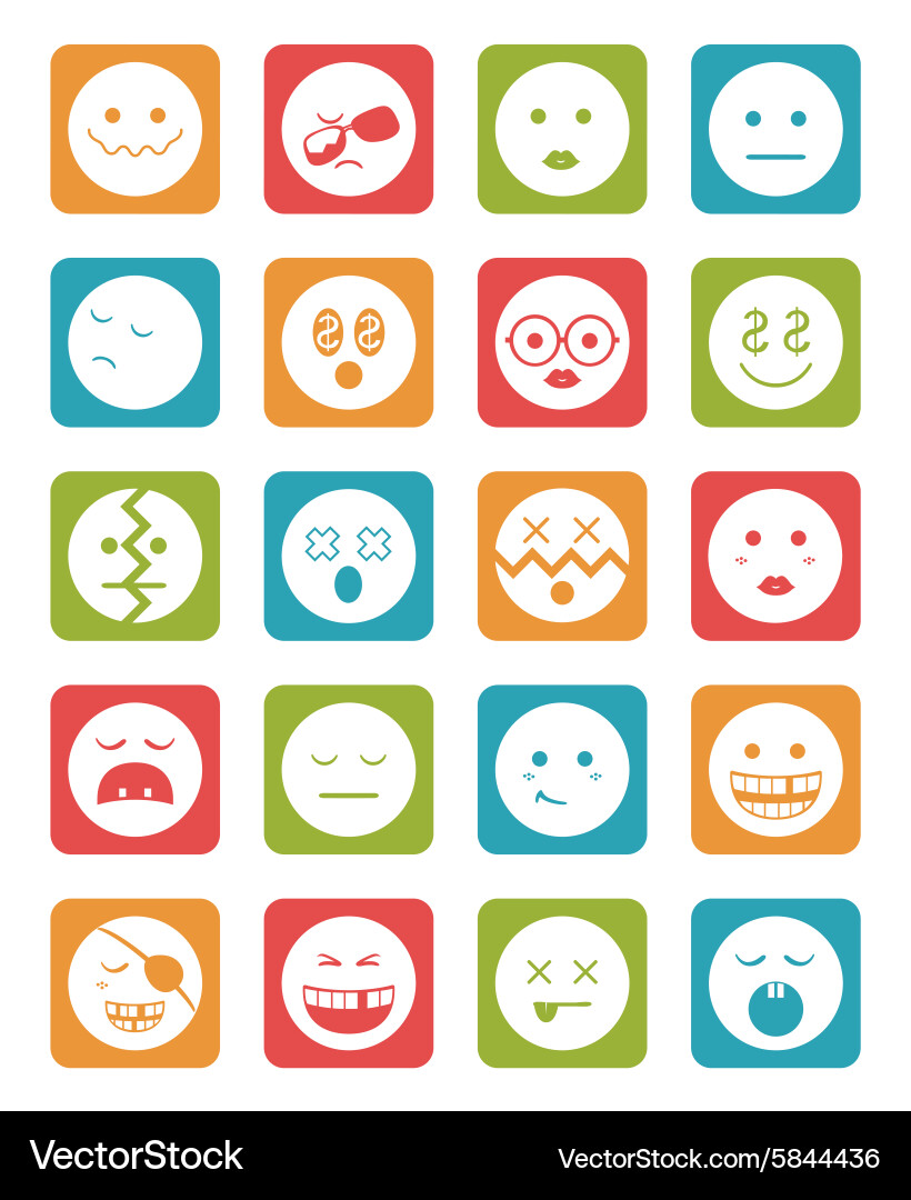 20 characters in square icons set 2 vector image