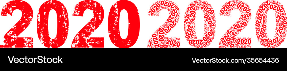 2020 year digits icon recursive mosaic and grunge Vector Image