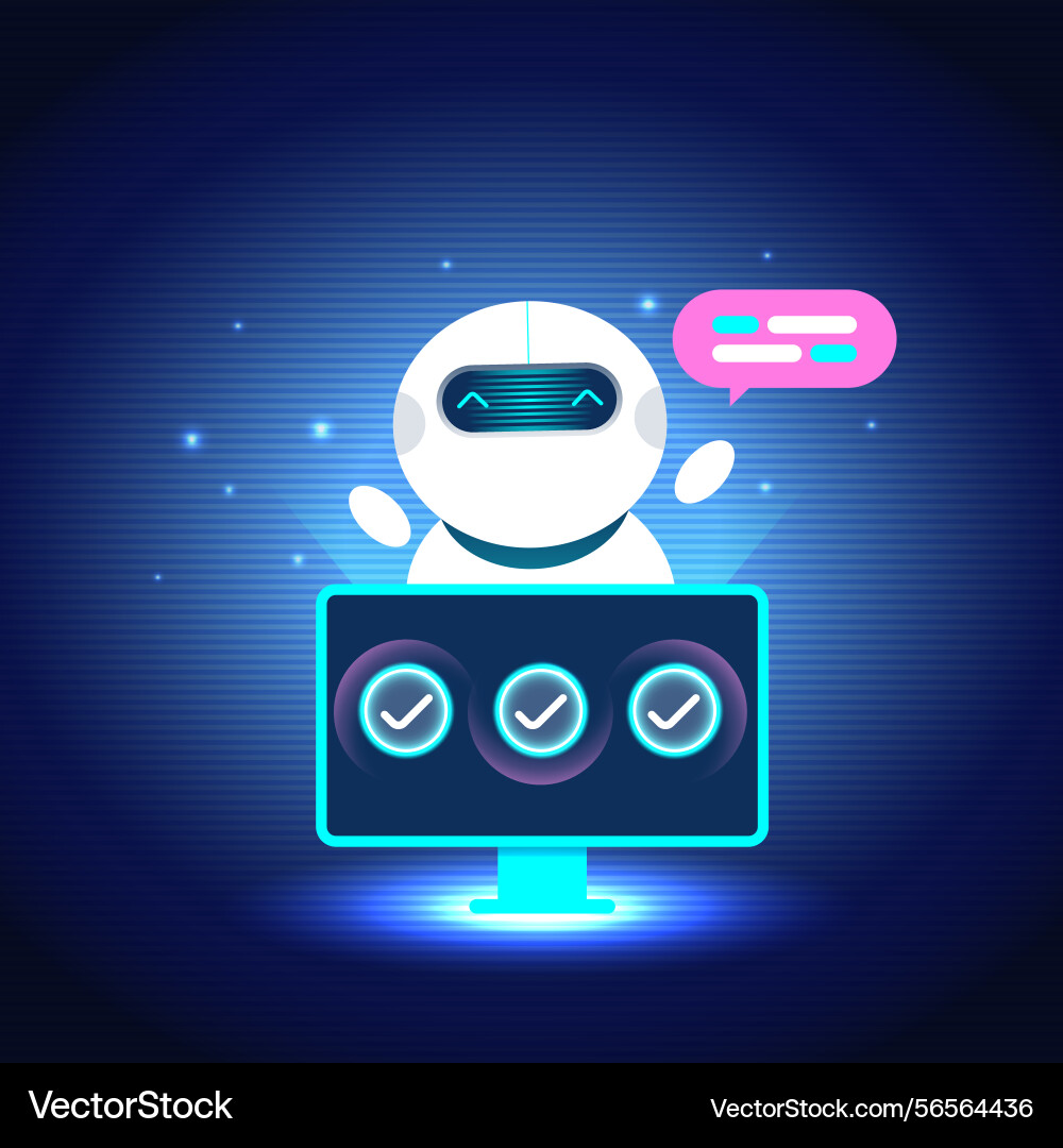 Ai assistant chatbot character appears from vector image
