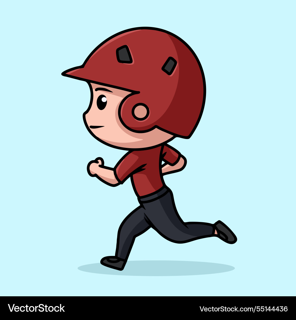 Baseball chibi character with helm in running pose Vector Image