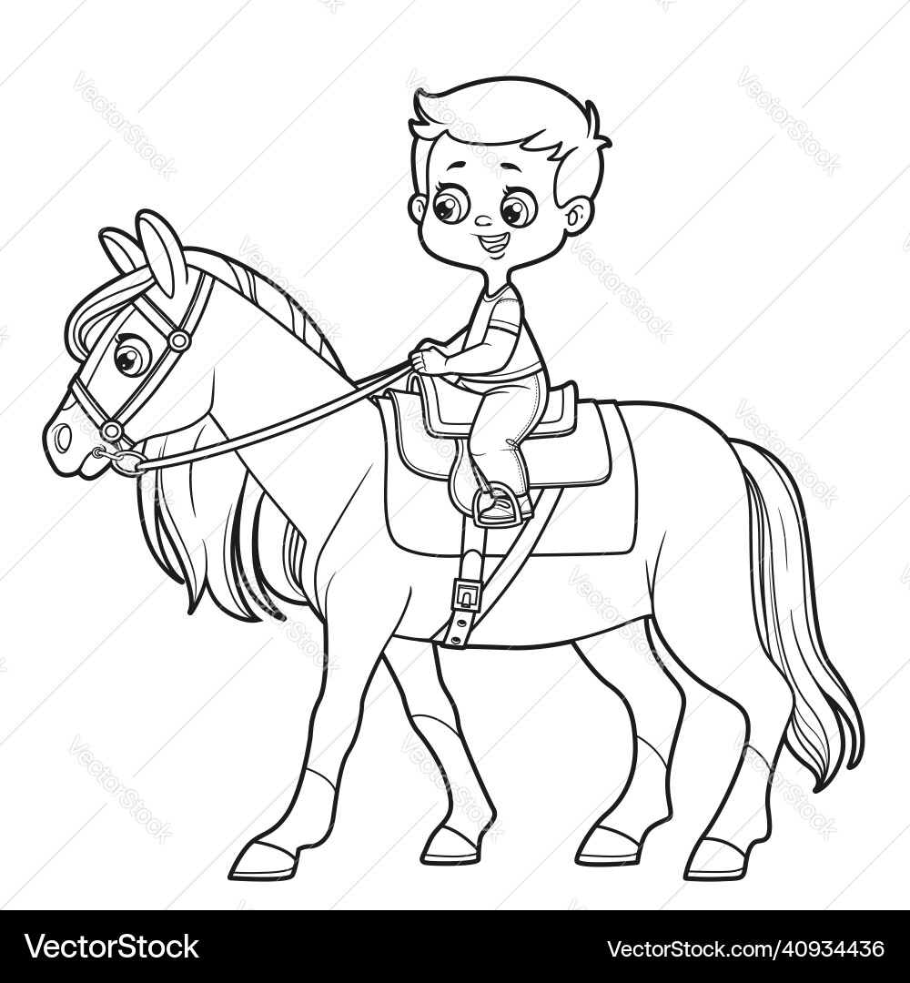 Cartoon Boy on Horse Vector Image