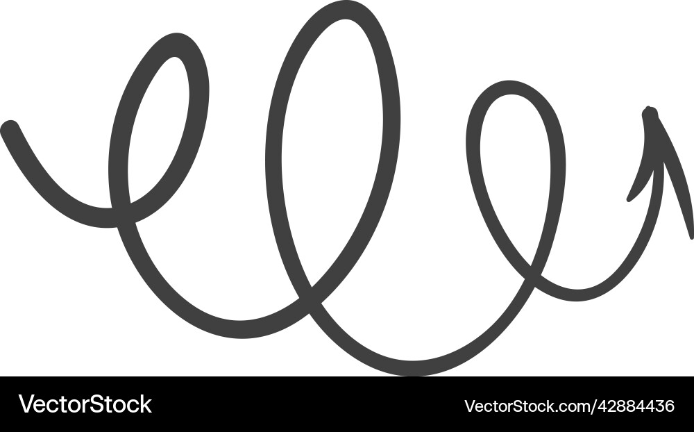 Curly arrow twisted rotating motion doodle symbol vector image