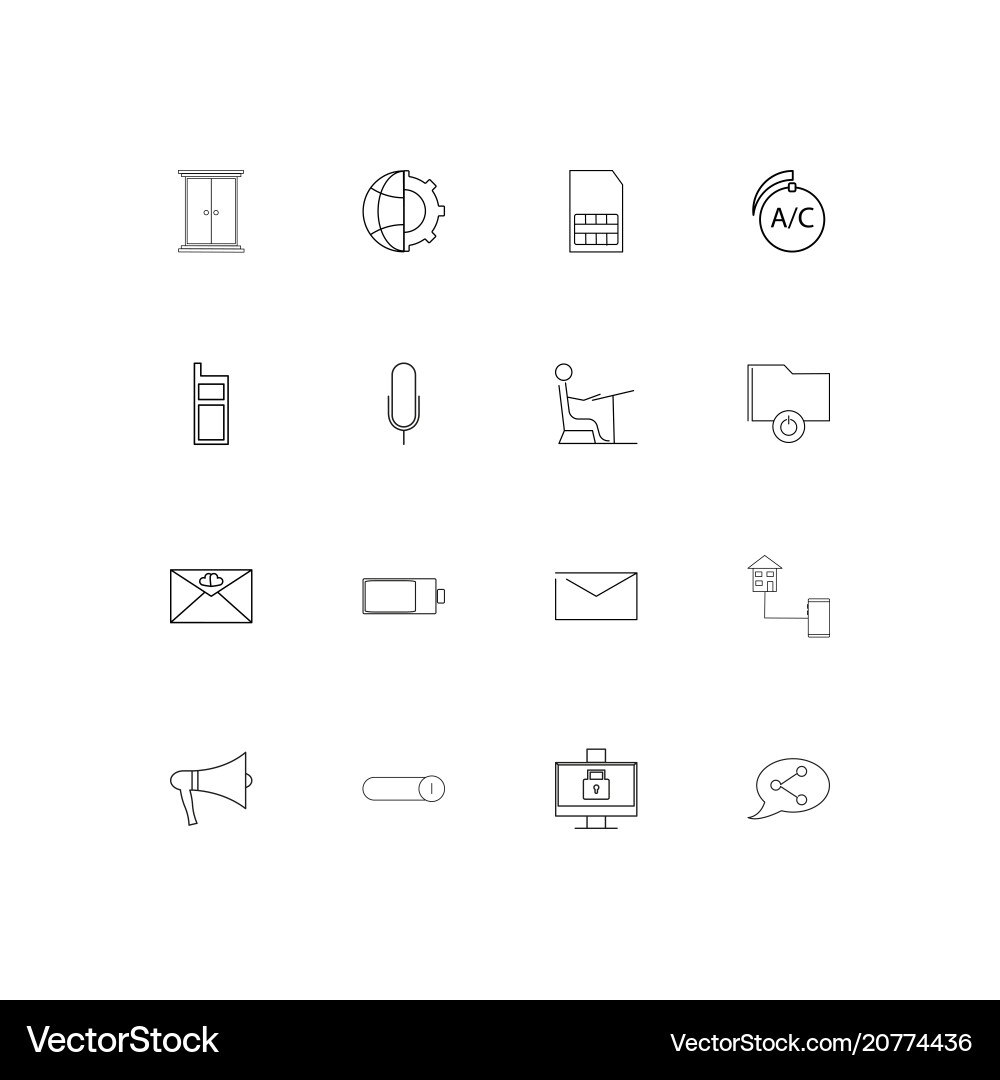 Devices linear thin icons set outlined simple vector image