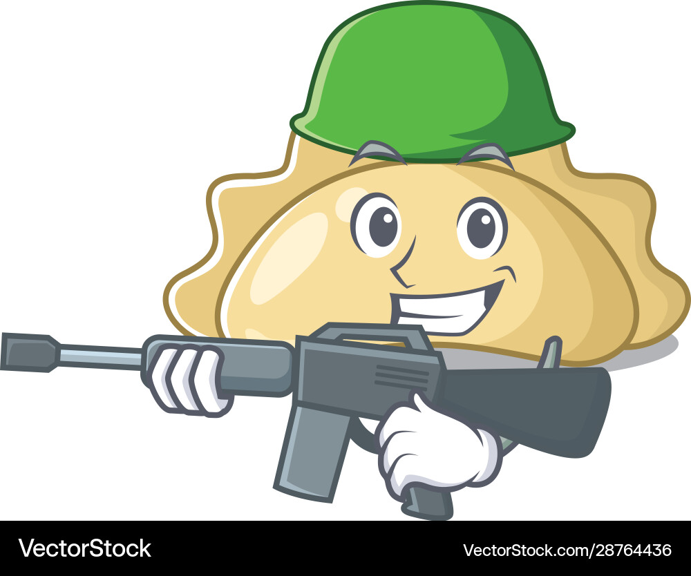 Ein Cartoon Design pierogi Armee mit Maschinenpistole Ein Cartoon Design pierogi Armee mit Maschinenpistole vektorbild