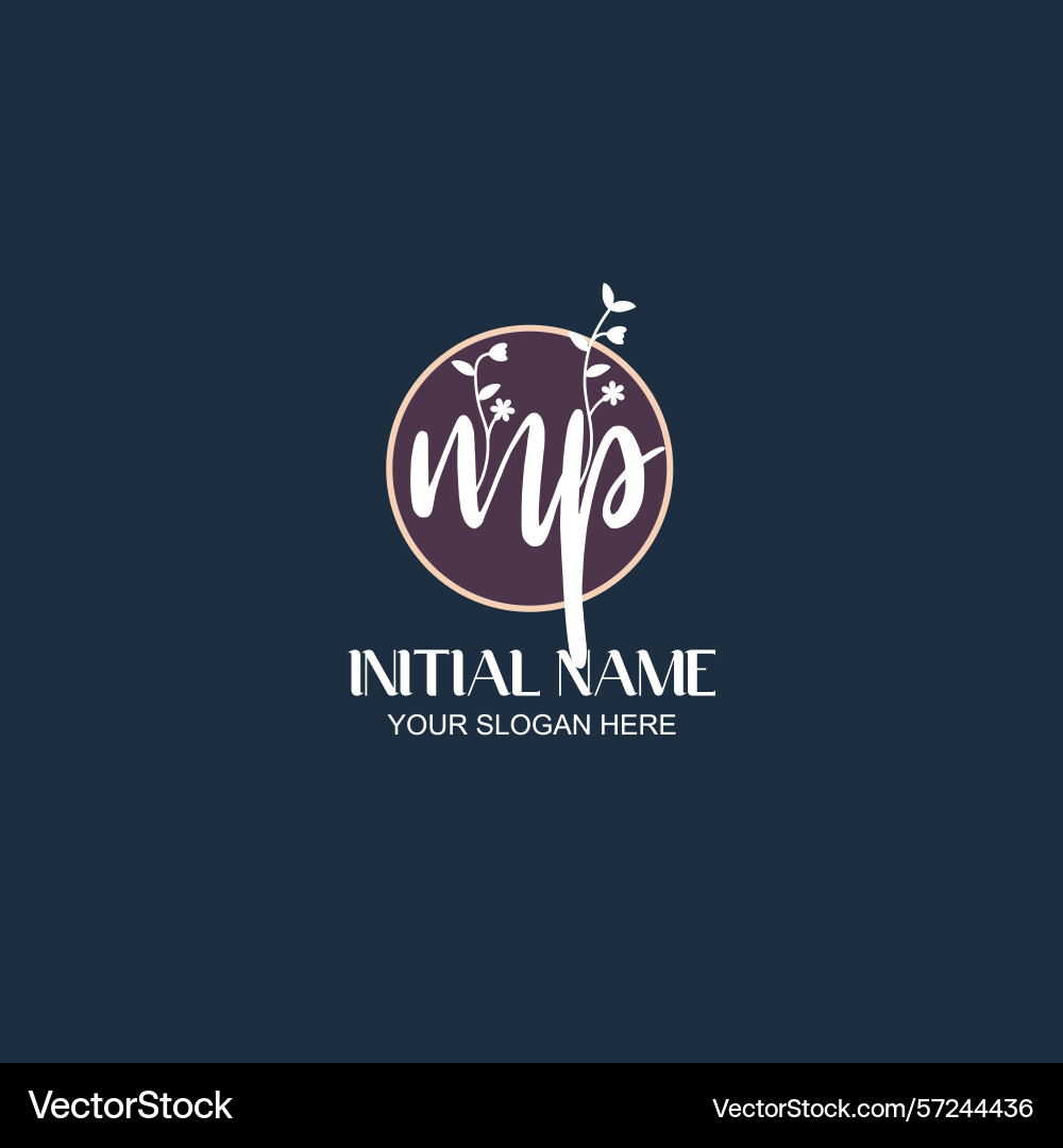 Elegant mp initial logo design with botanical Vector Image