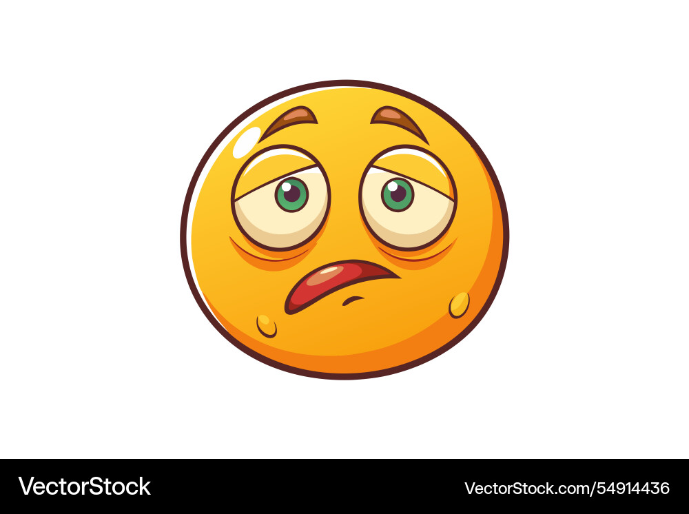 Exhausted emoji character with droopy eyes tired Exhausted emoji character with droopy eyes tired vector image