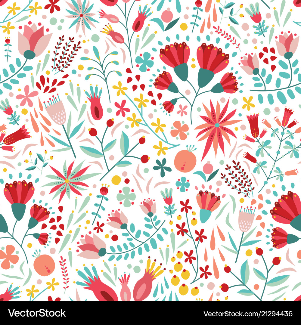 Floral Berry Seamless Pattern Vector Image