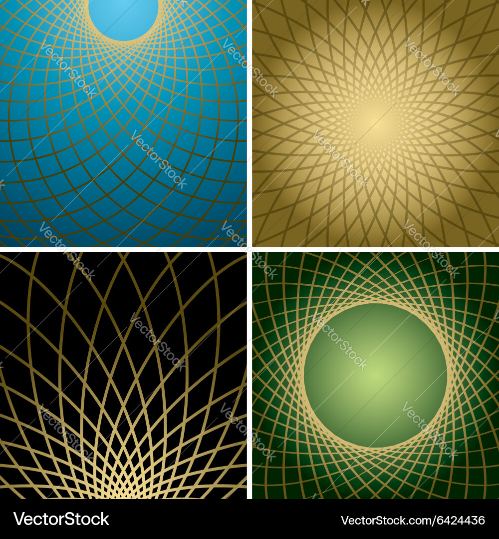 Golden Grid Abstract Patterns vector image