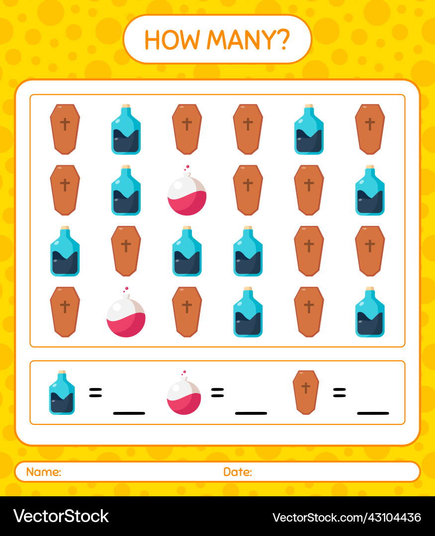 How many counting game with halloween icon How many counting game with halloween icon Vector Image