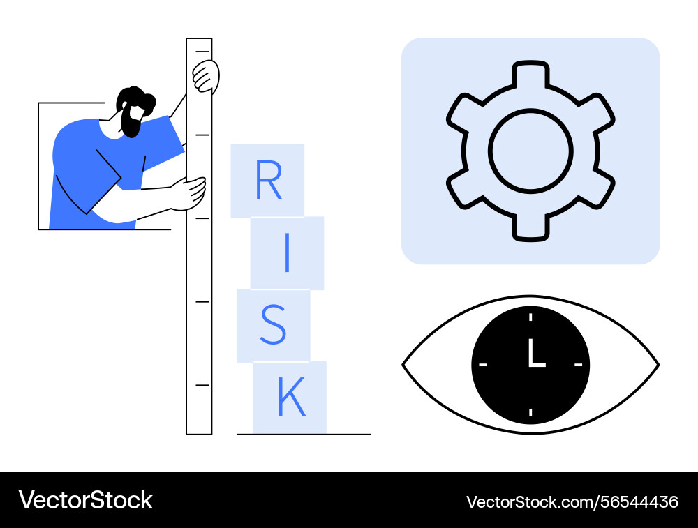 Man analyzing risk level with stack of letters Man analyzing risk level with stack of letters Vector Image