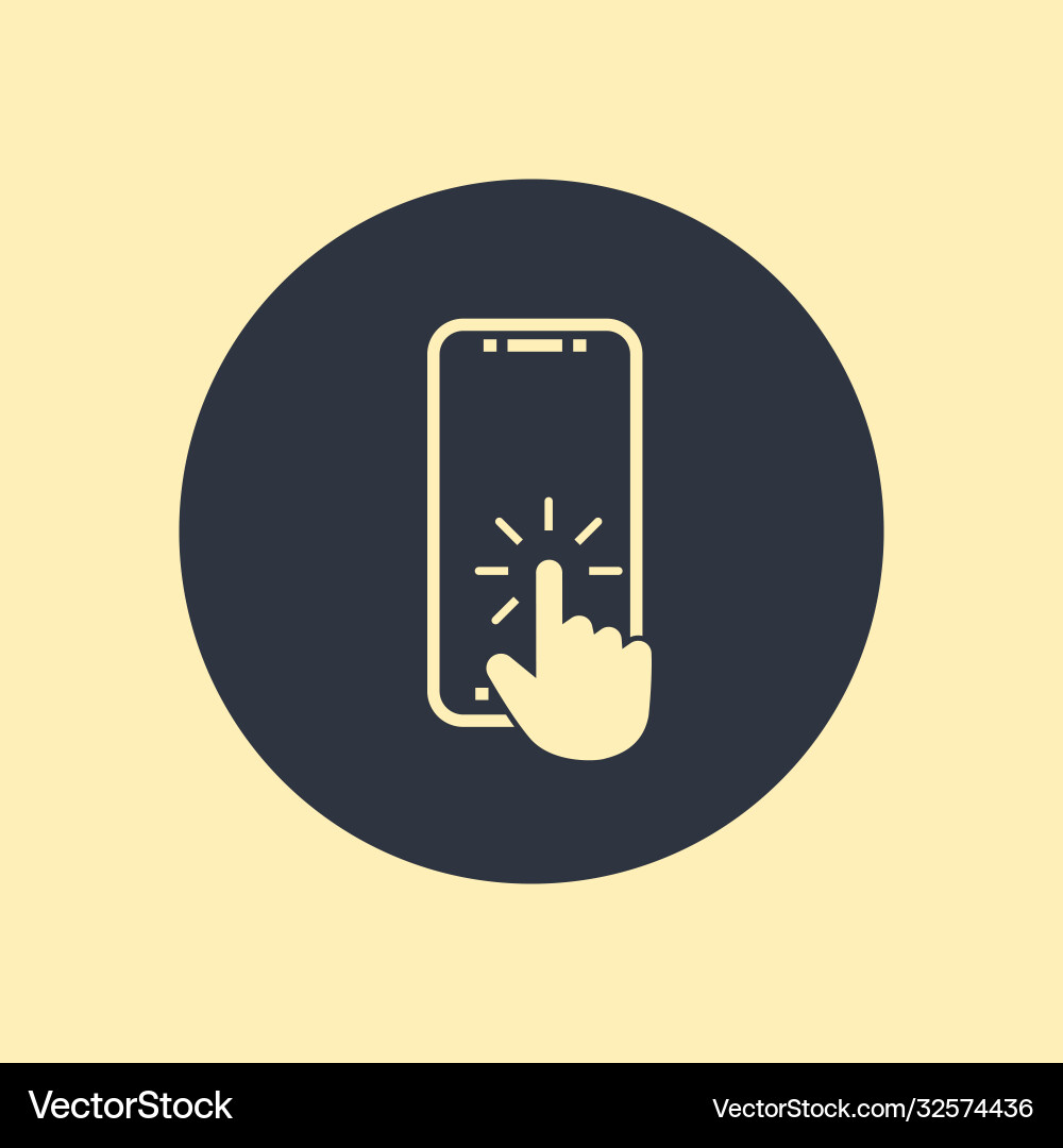 Mobile phone line icon on round background click Mobile phone line icon on round background click vector image