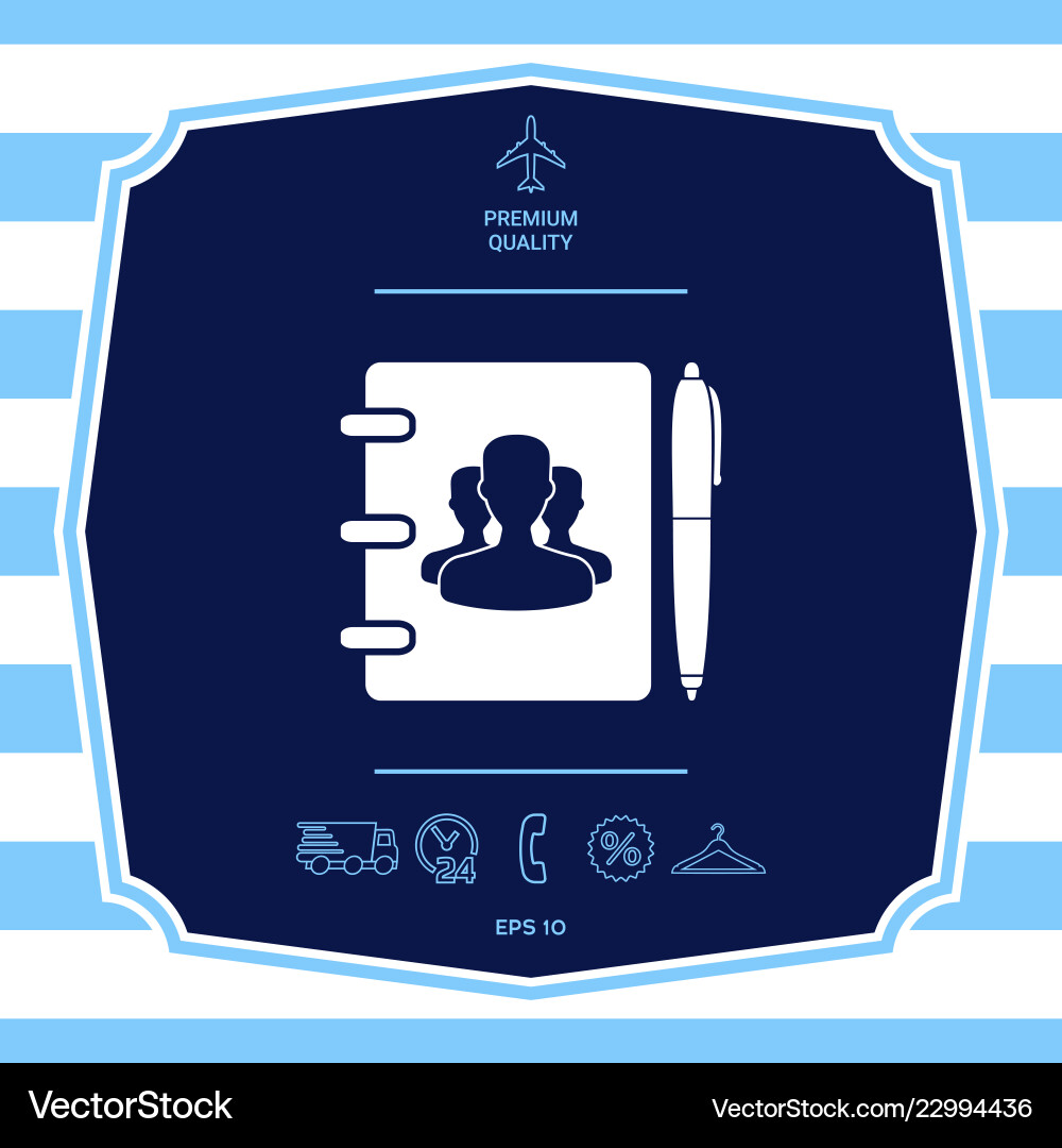 Notebook address phone book with symbol of group Notebook address phone book with symbol of group Vector Image